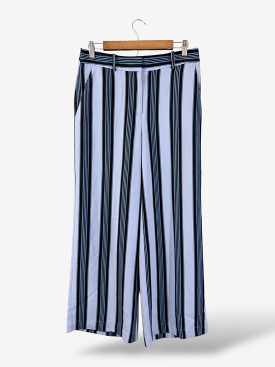 LOFT Pants - Loft Blue Stripe Wide Leg Pants Size 4T 4 Tall/Long Flat Front Trouser Casual